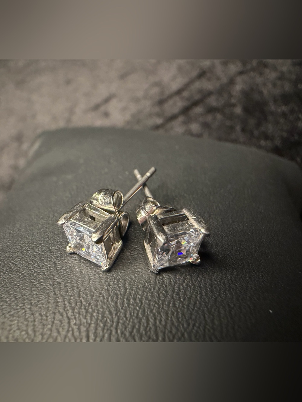 CZ 6MM Stud Earrings WG Finish Perfect Size Brand New